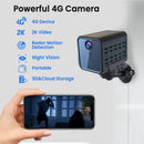 NÖRDIC 4G surveillance camera, 2K QHD indoor camera, radar-based motion detection, SIM compatible, no WiFi requirement