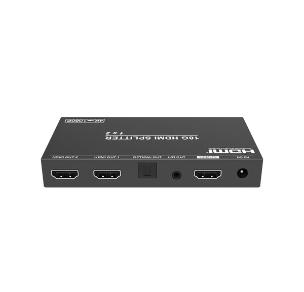 NÖRDIC 4K HDMI 2.0b Splitter 1 to 2 & Extractor Optical SPDIF & Stereo HDR EDID Dolby True HD, Digital Plus, DTS-HD Master