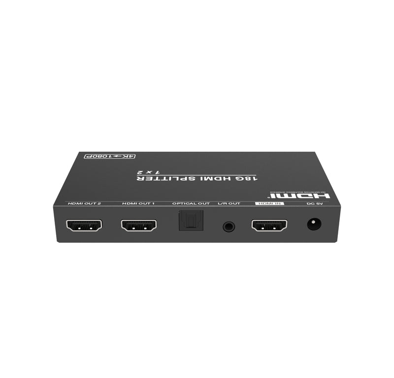 NÖRDIC 4K HDMI 2.0b Splitter 1 to 2 & Extractor Optical SPDIF & Stereo HDR EDID Dolby True HD, Digital Plus, DTS-HD Master