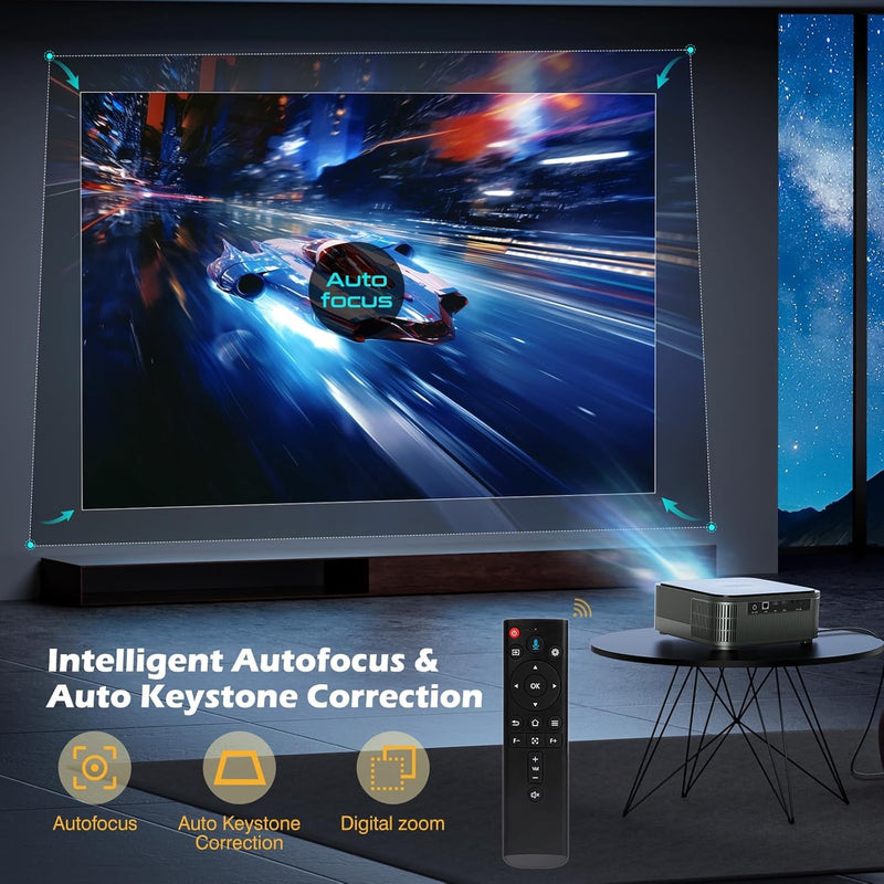 NÖRDIC 4K Projector 500ANSI Resolution Dual Band Bluetooth 5.1