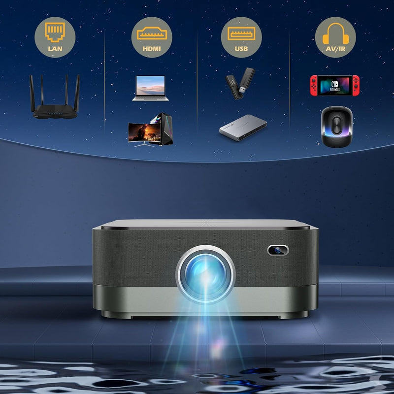 NÖRDIC 4K Projector 500ANSI Resolution Dual Band Bluetooth 5.1