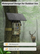 NÖRDIC 4G wildlife camera with 4W solar panel, 3MP FHD, camouflage, LTE 4G SIM card and IP66 waterproofing