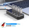 NÖRDIC 4-port hub USB-C 3.0 5Gbps with individual switch 25cm cable black aluminum