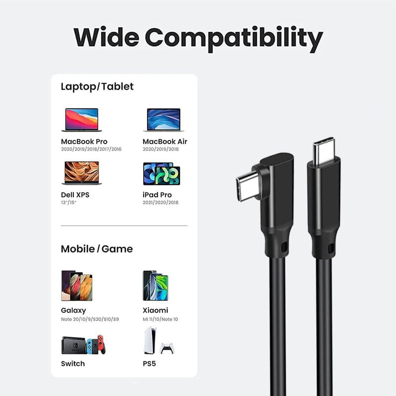 NÖRDIC 50cm 10Gbps 5A Power Delivery PD100W with Emarker USB3.2 Gen2 USB-C to C nylon braided cable fast charging