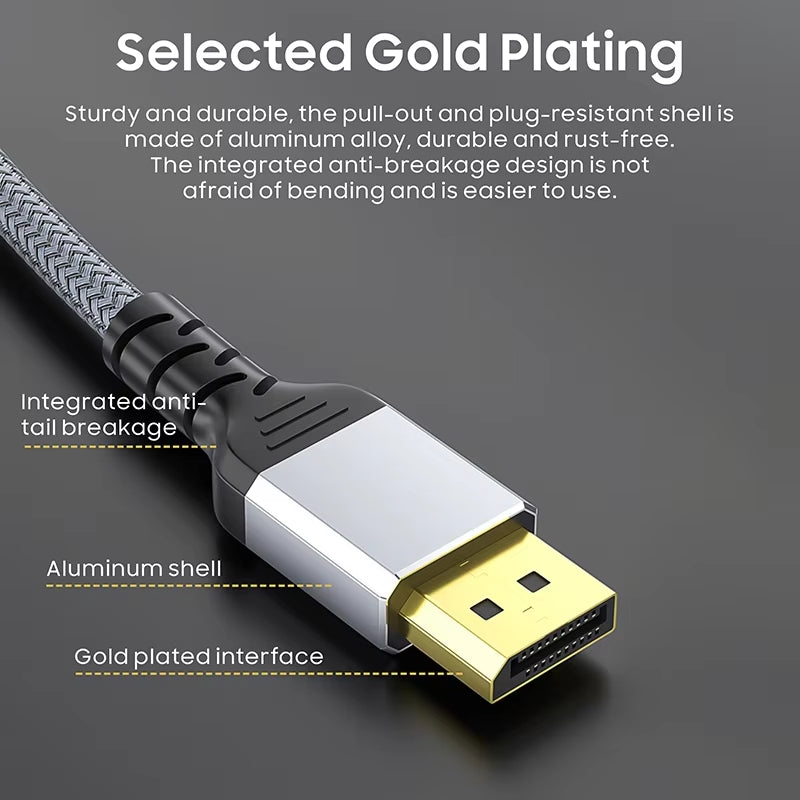 NÖRDIC 50cm DisplayPort to DisplayPort cable ver 1.4 UHD in 60Hz 32,4Gbps 8K 10-bit HDR double-copper 99.99%