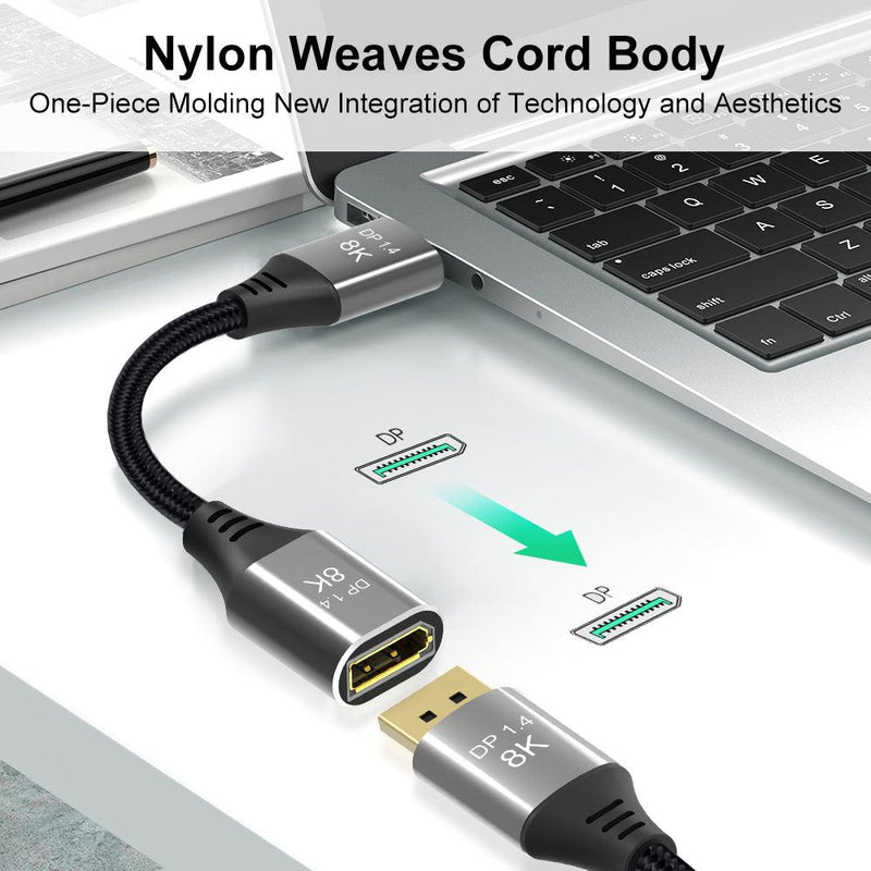 NÖRDIC 50cm Displayport 1.4 extension cable UHD 8K60Hz 4K144Hz 32.4Gbps 10-bit HDR