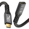 NÖRDIC 50cm USB3.2 Gen2 20Gbps USB-C to C nylon braided extension cable with Power Delivery 240W 4K60Hz