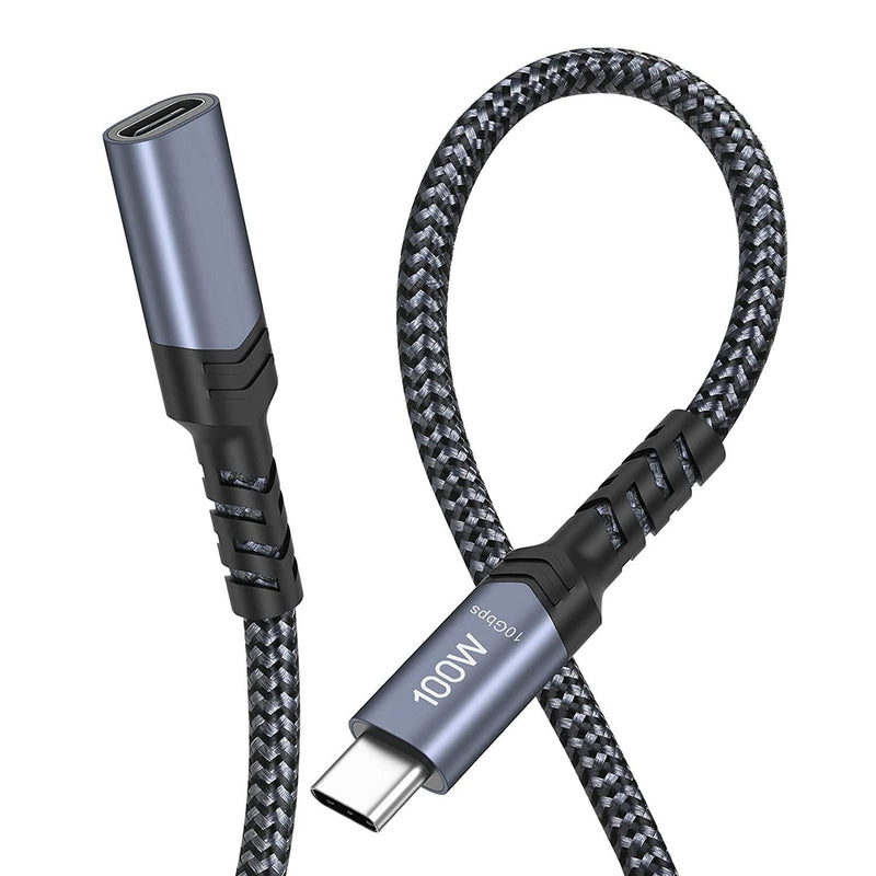 NÖRDIC 50cm USB3.2 Gen2 SuperSpeed USB 10Gbps USB-C till C nylonflätad förlängningskabel med Power Delivery 100W, 4K60Hz video och Emarker