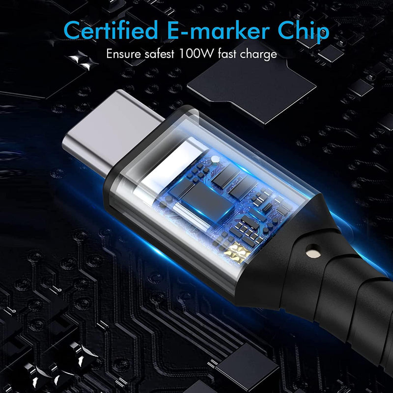 NÖRDIC 50cm USB3.2 Gen2 SuperSpeed USB 10Gbps USB-C to C Nylon braided cable with Power Delivery 100W, 4K60Hz video and Emarker