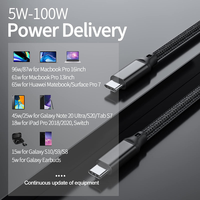 NÖRDIC 50cm USB3.2 Gen2 SuperSpeed USB 10Gbps USB-C to C Nylon braided cable with Power Delivery 100W, 4K60Hz video and Emarker