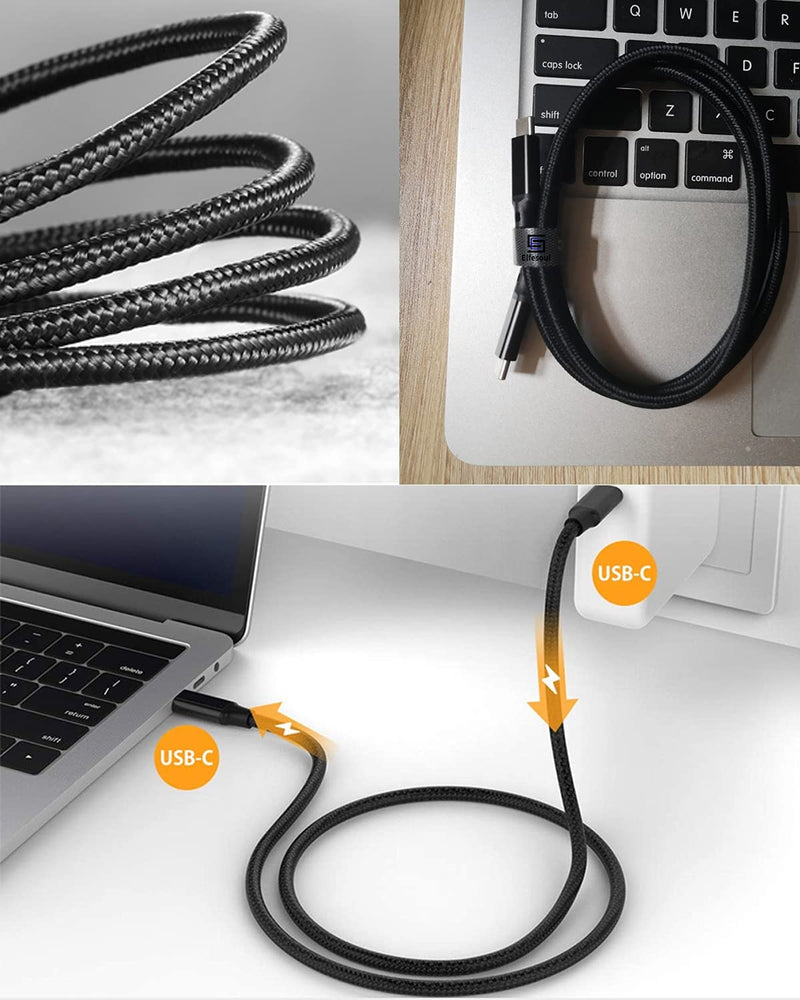NÖRDIC 50cm USB3.2 Gen2 SuperSpeed USB 10Gbps USB-C to C Nylon braided cable with Power Delivery 100W, 4K60Hz video and Emarker