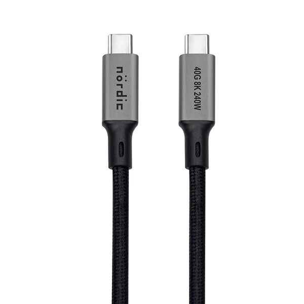 NÖRDIC 50cm USB4 USB-C to C nylon braided cable PD3.1 240W 40G 8K60Hz 4K144Hz gray