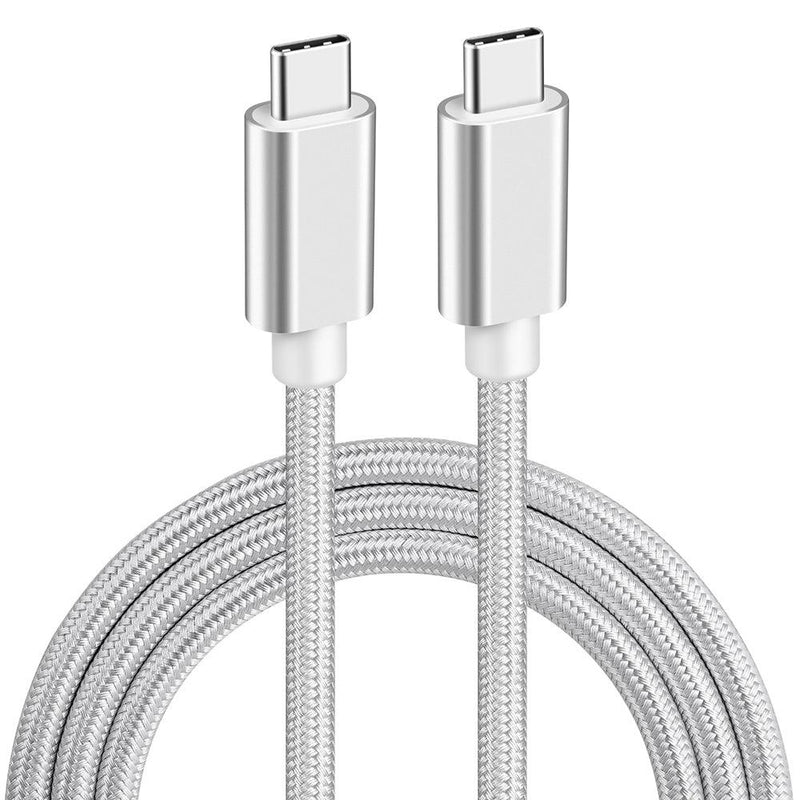 NÖRDIC 50cm USB C 3.1 to USB C Nylon Braided Cable Quick Charging 3A Gen1 5Gbps Power Delivery PD 60W White