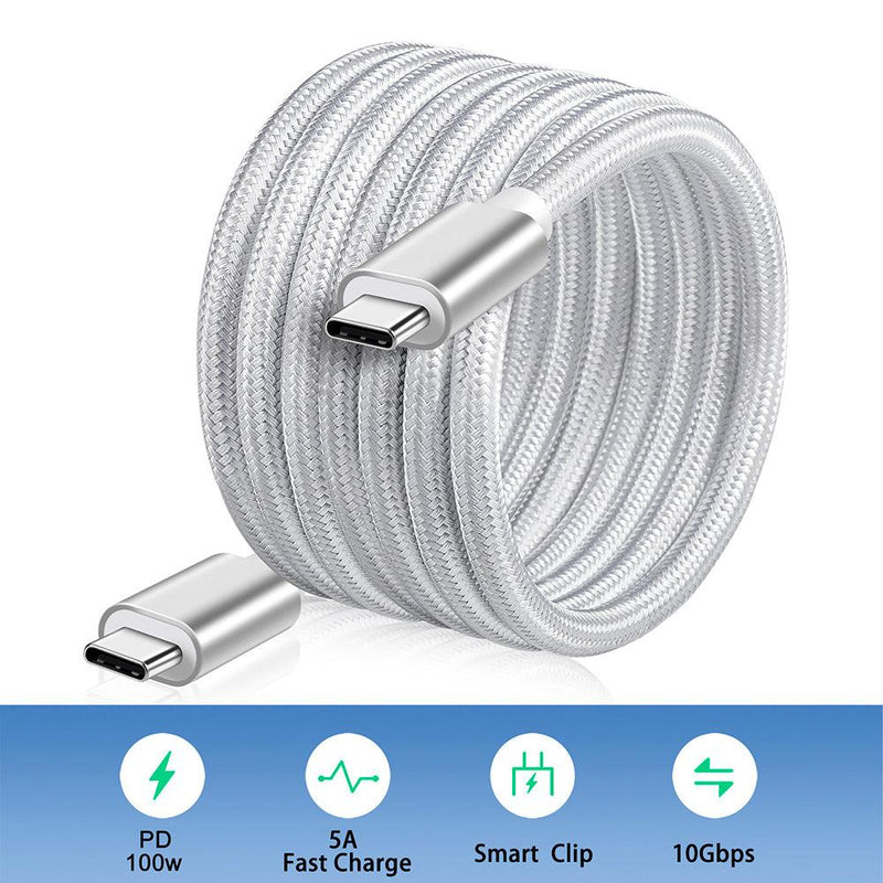 NÖRDIC 50cm USB C 3.1 to USB C Nylon Braided Cable Quick charging 5a Gen2 10Gbps Power Delivery PD 100W with EMARKER white
