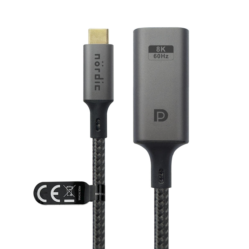 NÖRDIC 50cm USBC to DP 1.4 cable 8K30Hz 4K120Hz 32.4Gbps