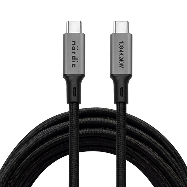 NÖRDIC 5m USB 3.2 Gen 2 USB-C to C nylon braided cable PD3.1 240W 20G 4K60Hz gray