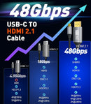 NÖRDIC 5m USB-C to HDMI 2.1 cable 8K30Hz 4K120Hz 48Gbps HDR compatible with Thunderbolt 3 and 4