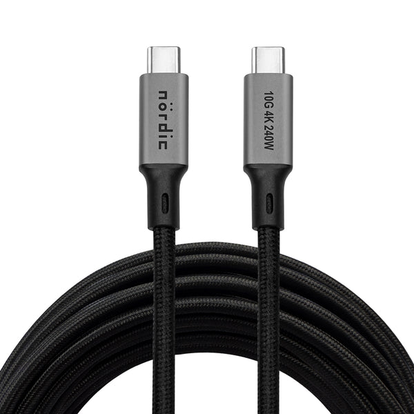NÖRDIC 7m USB 3.2 Gen 2 USB-C to C nylon braided cable PD3.1 240W 10G 4K60Hz black