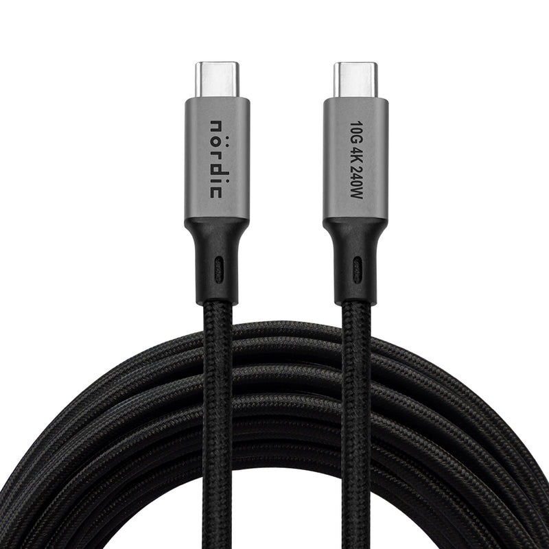 NÖRDIC 7m USB 3.2 Gen 2 USB-C to C nylon braided cable PD3.1 240W 10G 4K60Hz black