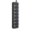 NÖRDIC 7-port hub USB-C 3.0 5Gbps with individual switch 25cm cable black aluminum