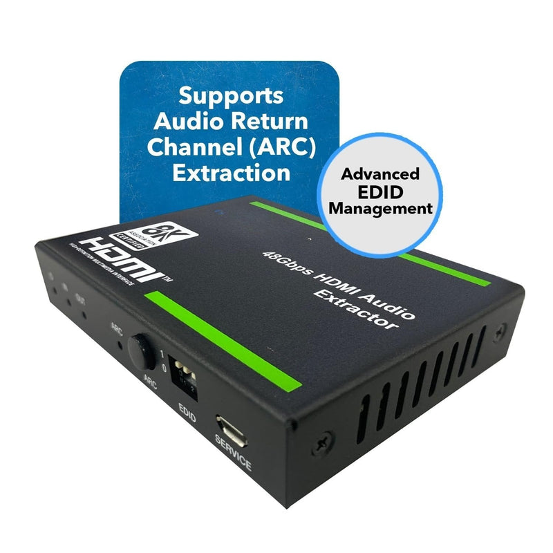 NÖRDIC 8K HDMI 2.1 ARC Extractor - SPDIF + 3.5mm extraction, HDMI CEC Dolby Digital/DTS, Atmos, Dolby Vision, HDR10+