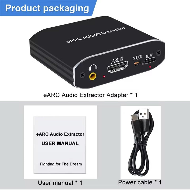 NÖRDIC 8K HDMI 2.1 eARC/ARC Extractor, HDMI eARC/ARC to HDMI 7.1CH Dolby Atmos, Coaxial, S/PDIF, AUX