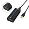 NÖRDIC 8-port powered hub USB-A 3.0 5Gbps with switch 1.2m cable aluminum black with power supply