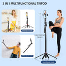 NÖRDIC AI Auto Face Tracking Selfie Stick – 360° rotation + 270° tilt, 4-in-1 phone tripod, 180 cm aluminum alloy tripod with 4 legs