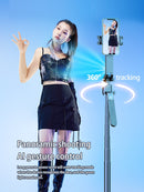 NÖRDIC AI Auto Face Tracking Selfie Stick – 360° rotation + 270° tilt, 4-in-1 phone tripod, 180 cm aluminum alloy tripod with 4 legs