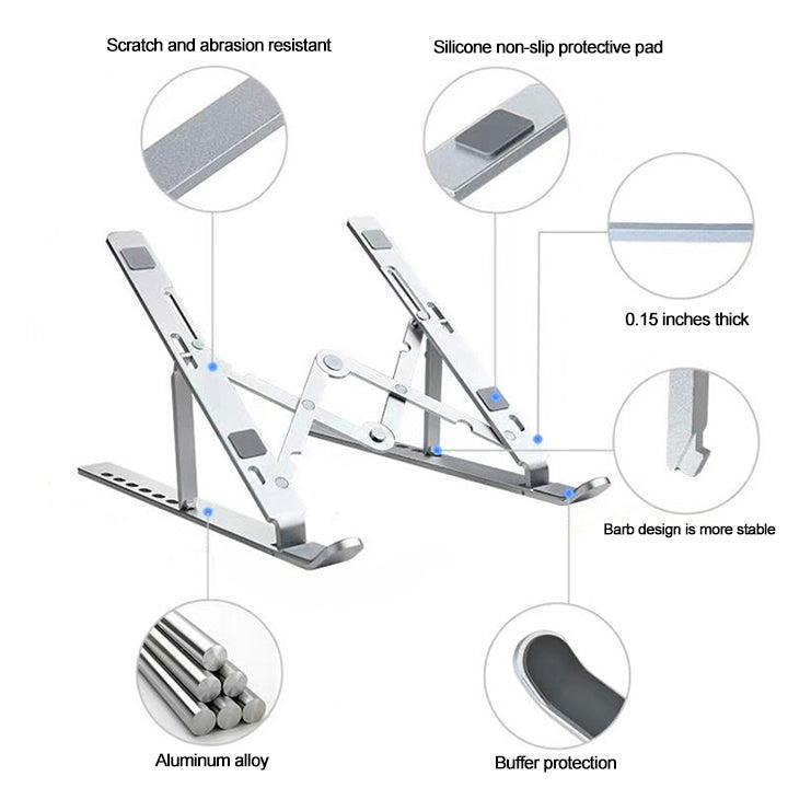 NÖRDIC Aluminum Set Adjustable Portable Tablet foldable and Mobile Phones Laptop Holder Stand Space Gray