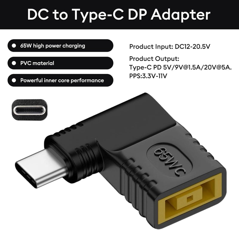 NÖRDIC Angled Lenovo Square Yellow to USB-C Adapter