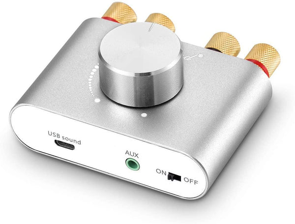 NÖRDIC Bluetooth 5.0 Stereo amplifier digital Audio Class D amplifier 2x50W AUX/USB/BT silver