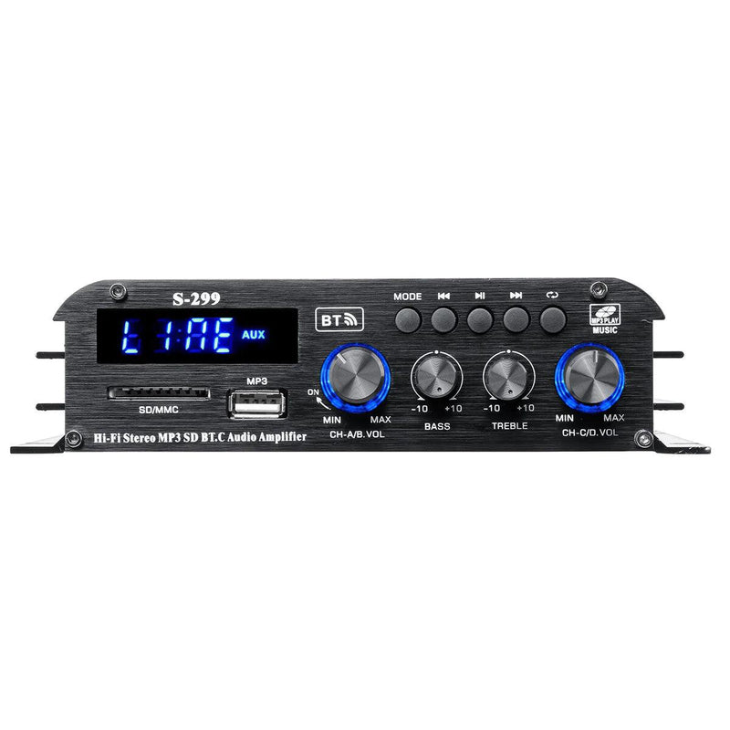 NÖRDIC Bluetooth 5.0 stereo 2.1 amplifier 4X40W + 50W RMS amplifier 2 speakers and subwoofer with USB and SD media player input