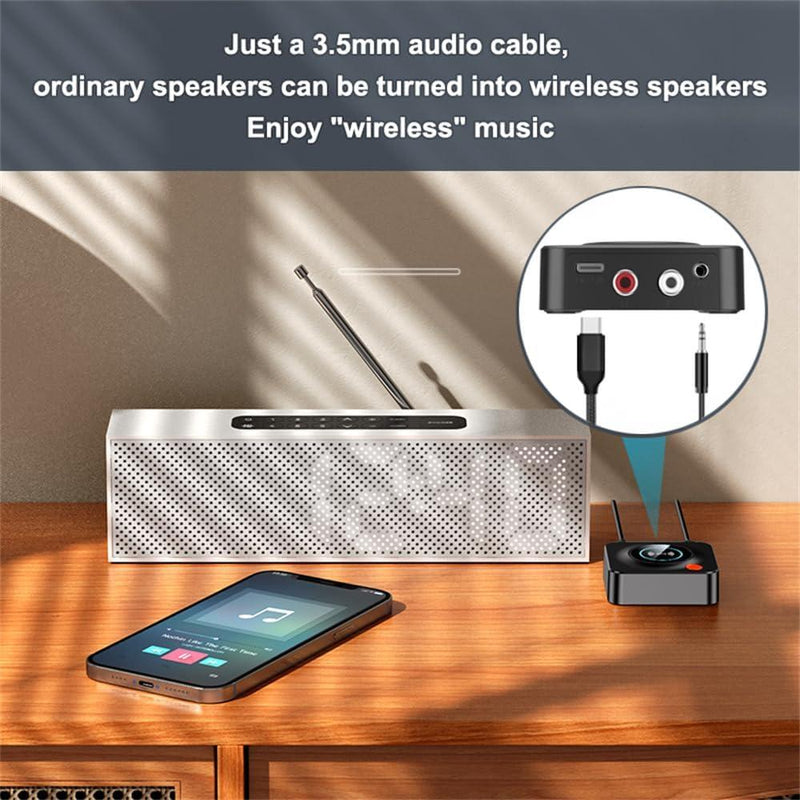 NÖRDIC Bluetooth 5.1 receiver, with NFC, TF card slot, 3.5mm AUX/RCA, Low latency wireless audio adapter for home music streaming stereo system