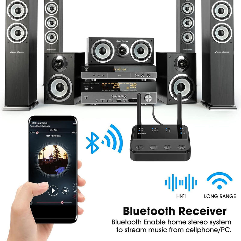 NÖRDIC Bluetooth 5.2 wireless transmitter dual link receiver DAC Qualcomm aptXLL aptX HD 3.5mm AUX RCA optical
