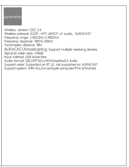 NÖRDIC Bluetooth 5.4 Audio Transmitter aptX LL/HDAdaptive, Auracast 24-bit 96 kHz Audio
