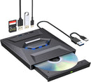 NÖRDIC Portable CD Burner and Player and USB Hub with SD Card Reader 2xUSB-A 1xUSB-C