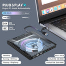 NÖRDIC Portable CD Burner and Player and USB Hub with SD Card Reader 2xUSB-A 1xUSB-C