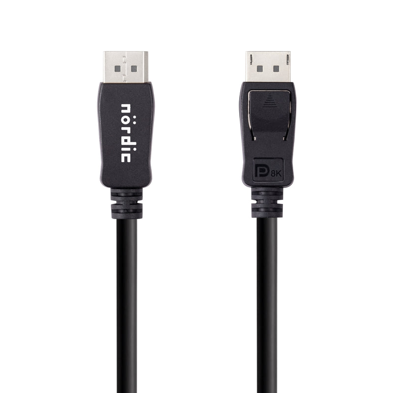 NÖRDIC CERTIFIED CABLES 1.5m nylon braided DisplayPort Cable 1.4 UHD 8K60Hz 4K144Hz HBR3 32.4Gbps 10-bit HDR PVC