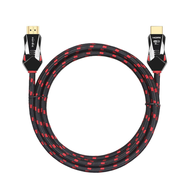 NÖRDIC CERTIFIED CABLES 2m Ultra High Speed HDMI 2.1 8K 60Hz 4K 120Hz 48Gbps Dynamic HDR eARC VRR nylonflätad kabel guldpläterade kontakter