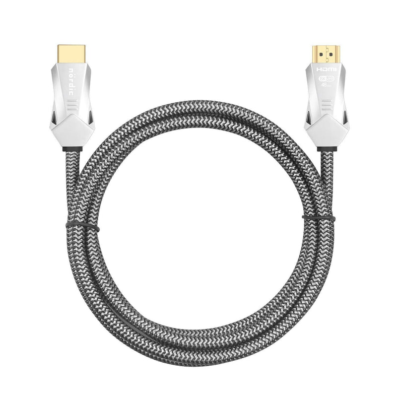 NÖRDIC CERTIFIED CABLES 3m Ultra High Speed ​​HDMI 2.1 8K 60Hz 4K 120Hz 48Gbps Dynamic HDR eARC VRR Nylon Braided Cable Gold Plated