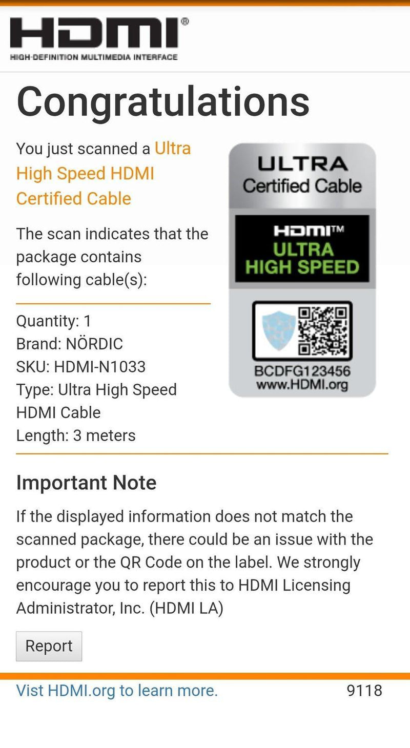 NÖRDIC CERTIFIED CABLES 3m Ultra High Speed ​​HDMI 2.1 8K 60Hz 4K 120Hz 48Gbps Dynamic HDR eARC VRR Nylon Braided Cable Gold Plated
