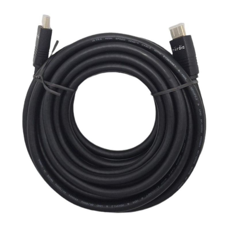 NÖRDIC CERTIFIED CABLES 5m Ultra High Speed ​​HDMI2.1 8K 60Hz 4K 120Hz 144Hz 48Gbps Dynamic HDR eARC Game Mode VRR Dolby ATMOS gold-plated PVC black