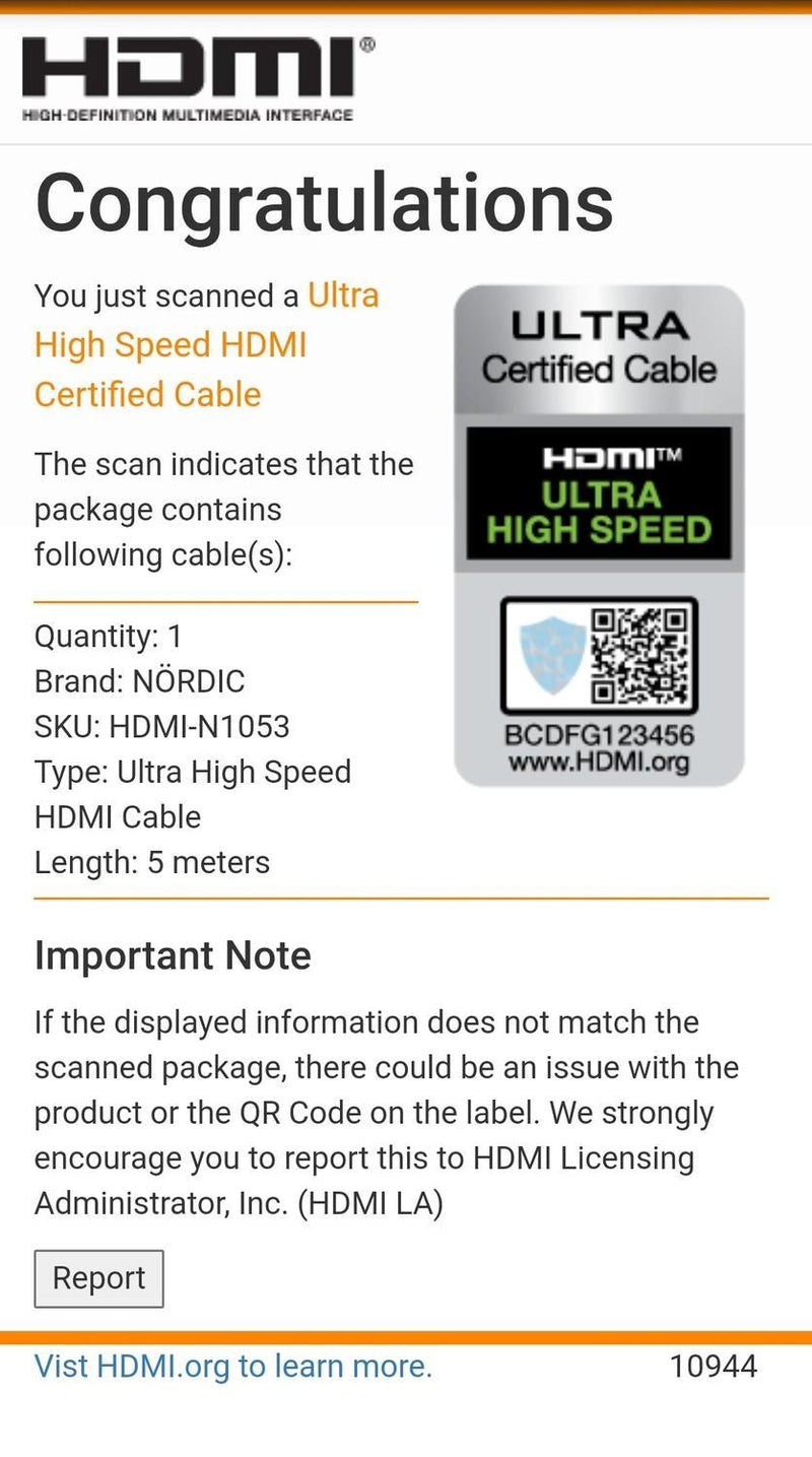 NÖRDIC CERTIFIED CABLES 5m Ultra High Speed ​​HDMI 2.1 8K 60Hz 4K 120Hz 48Gbps Dynamic HDR eARC VRR Nylon Braided Cable Gold Plated