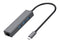 NÖRDIC C USB to Ethernet 100 Mbps Network Adapter with 3xUSB 3.1 hub, Aluminum Space Gray