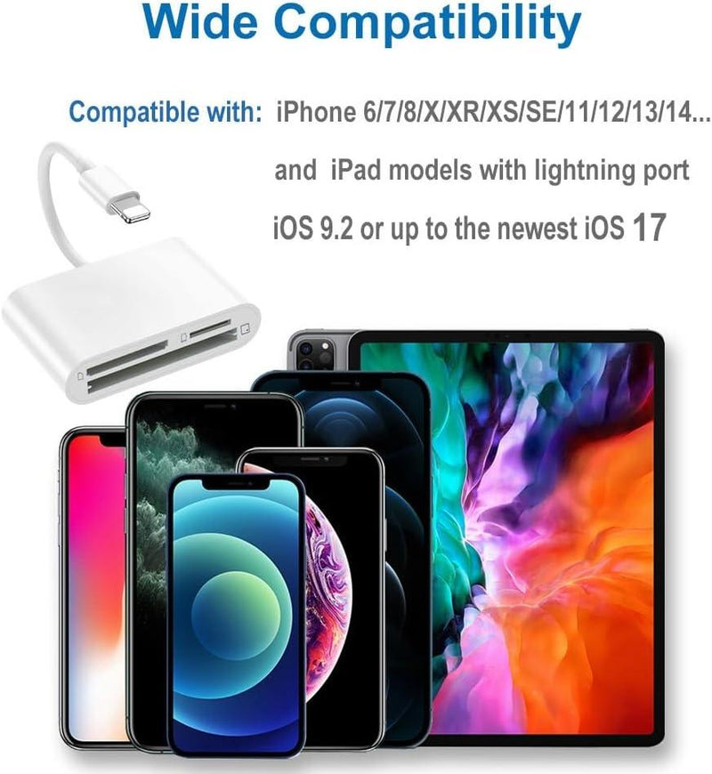 NÖRDIC Lightning Kortläsare 3 Slot CF, SD, MicroSD UHS-I