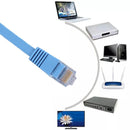 NÖRDIC Cat6 U/UTP flat network cable 7.5m 250MHz bandwidth and 10Gbps transmission speed blue