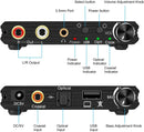 NÖRDIC DAC Digital to Analog Converter with USB with BASS and volume control Digital SPDIF Coaxial and USB to Analog L / R and 3.5mm stereo