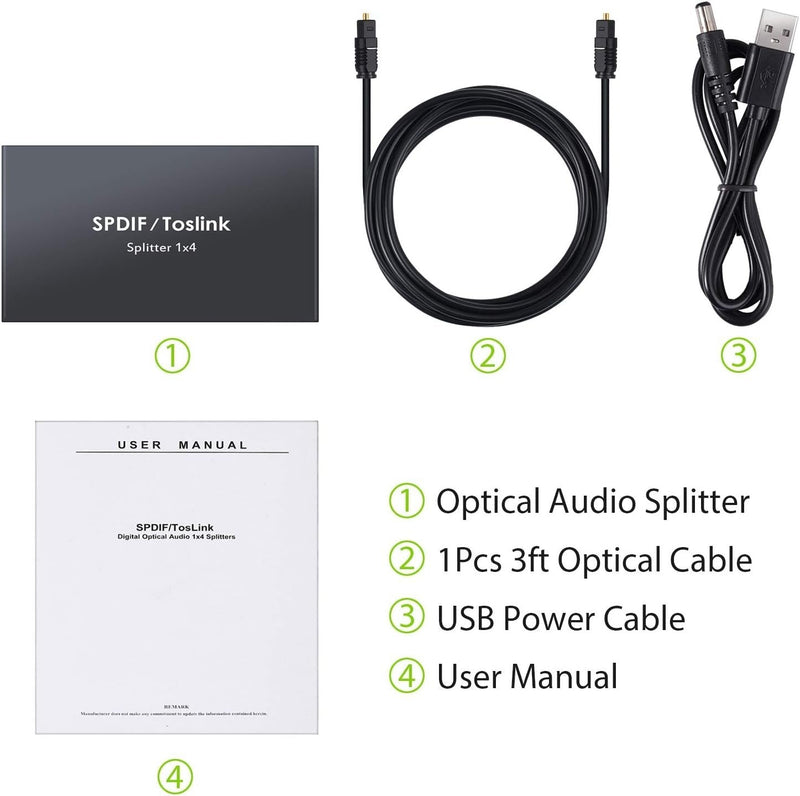 NÖRDIC Optical S/PDIF Toslink 1 to 4 Splitter 192kHz