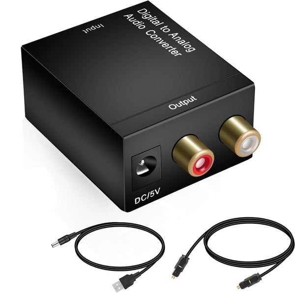 NÖRDIC Digital to Analog Audio Converter Mini DAC, Toslink and Coaxial to RCA L/R audio, Metal D/A converter